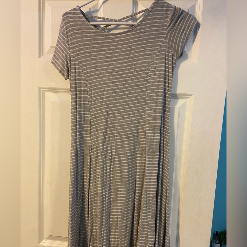 Grey and white striped dress